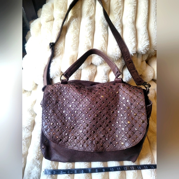 Costanza Rota Italian Leather Studded Hobo Handbag Shoulder Bag XL - Picture 1 of 16